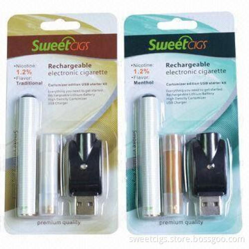 Rechargeable Electronic Cigarette with USB Charger, Traditional or Menthol Cartridge Refills